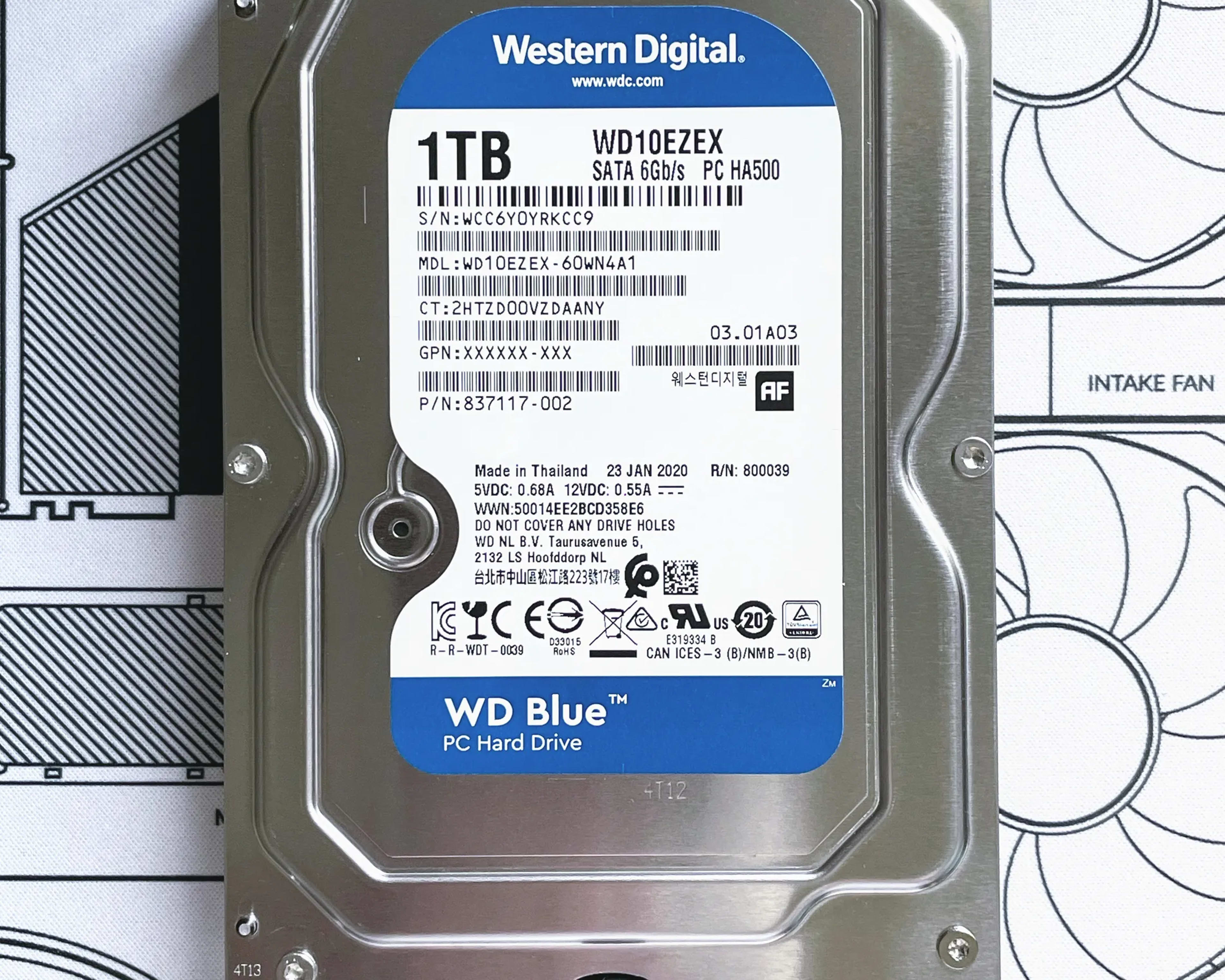 Western Digital 1TB WD Blue 7200 RPM Internal Hard Drive HDD (WD10EZEX)