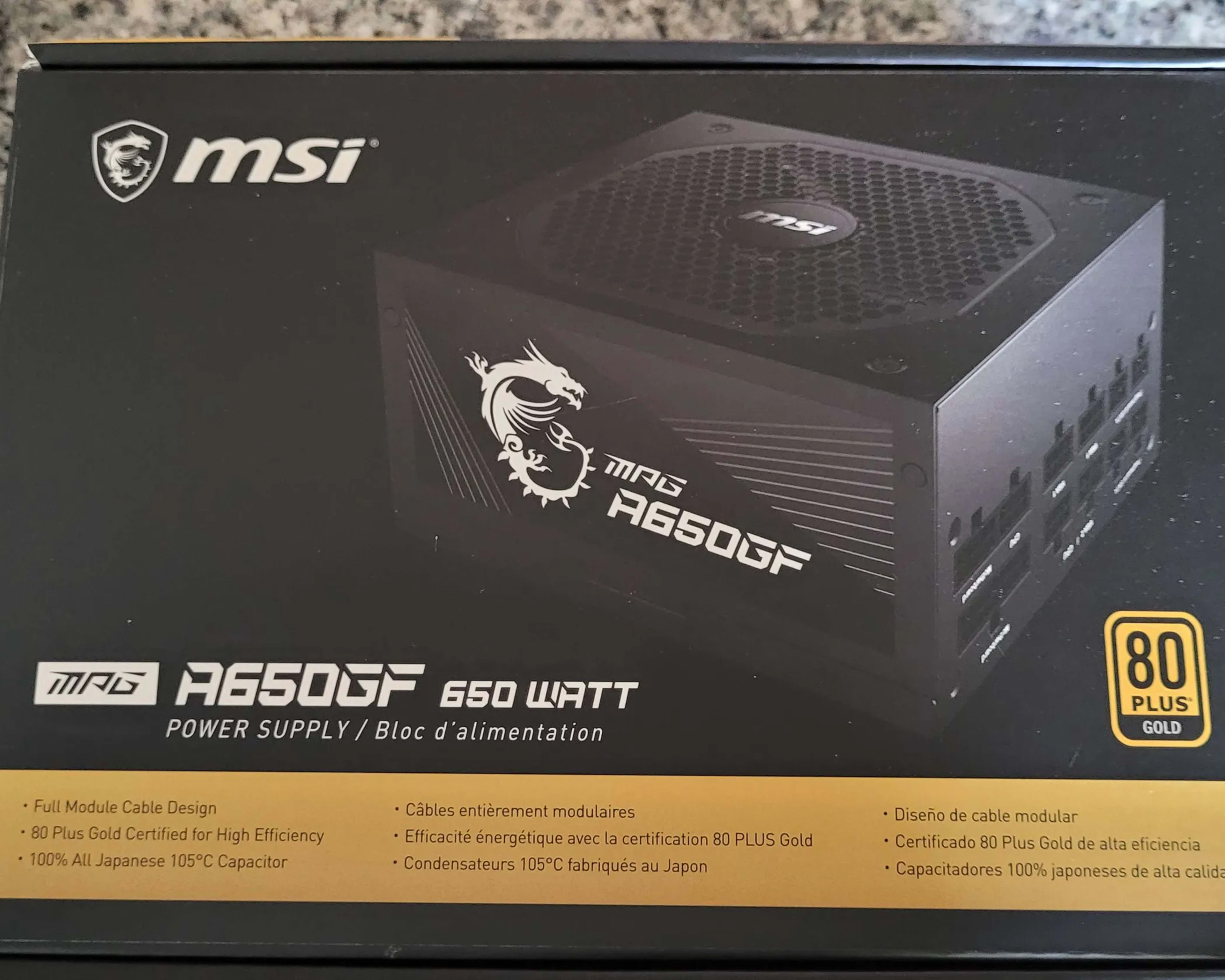 2 Month Used - MSI MPG A650GF Gaming Power Supply - Full Modular - 80 PLUS Gold Certified