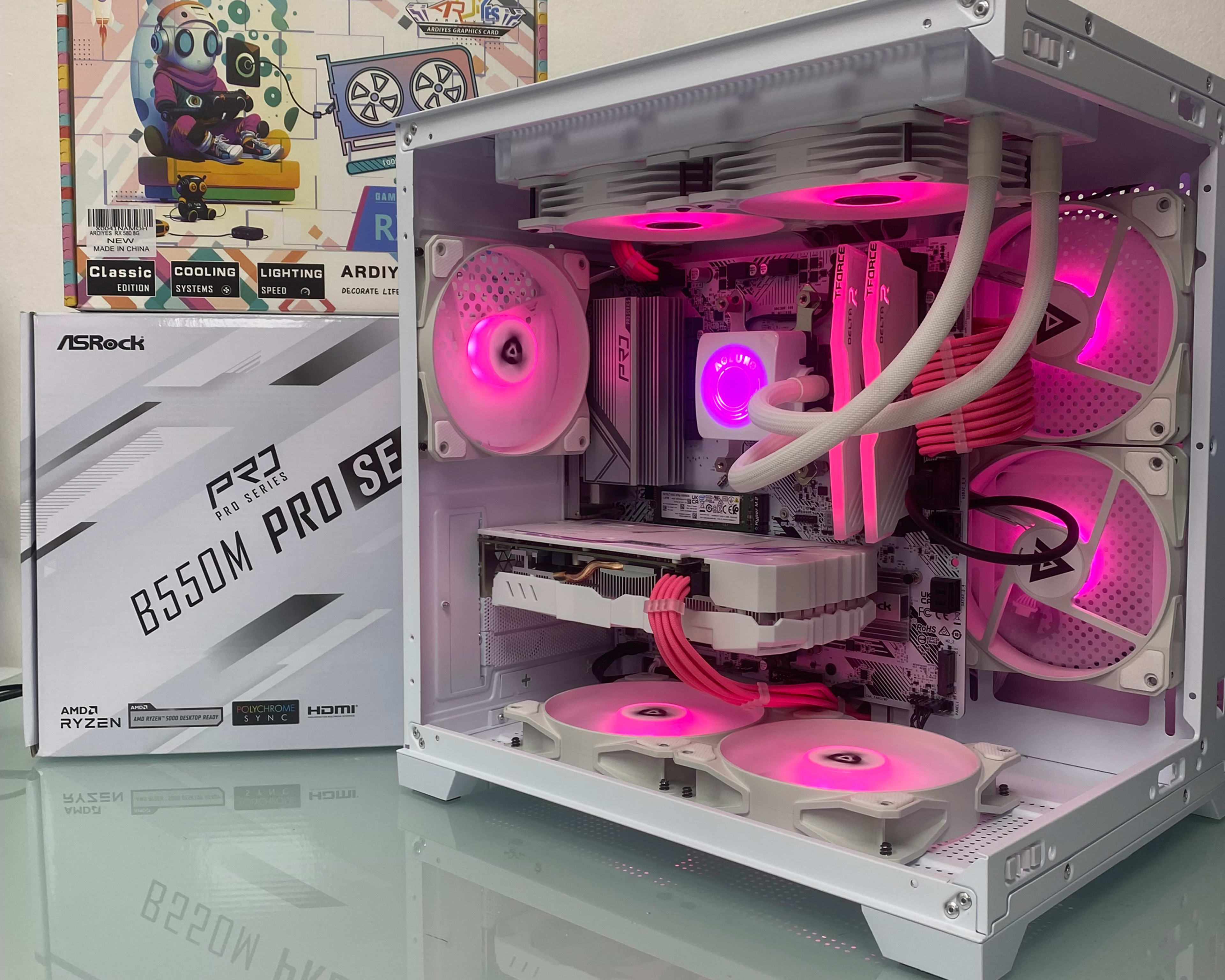 💝 Ryzen 5 5500 / 16 GB / 1TB / RX580 - Pink Cables