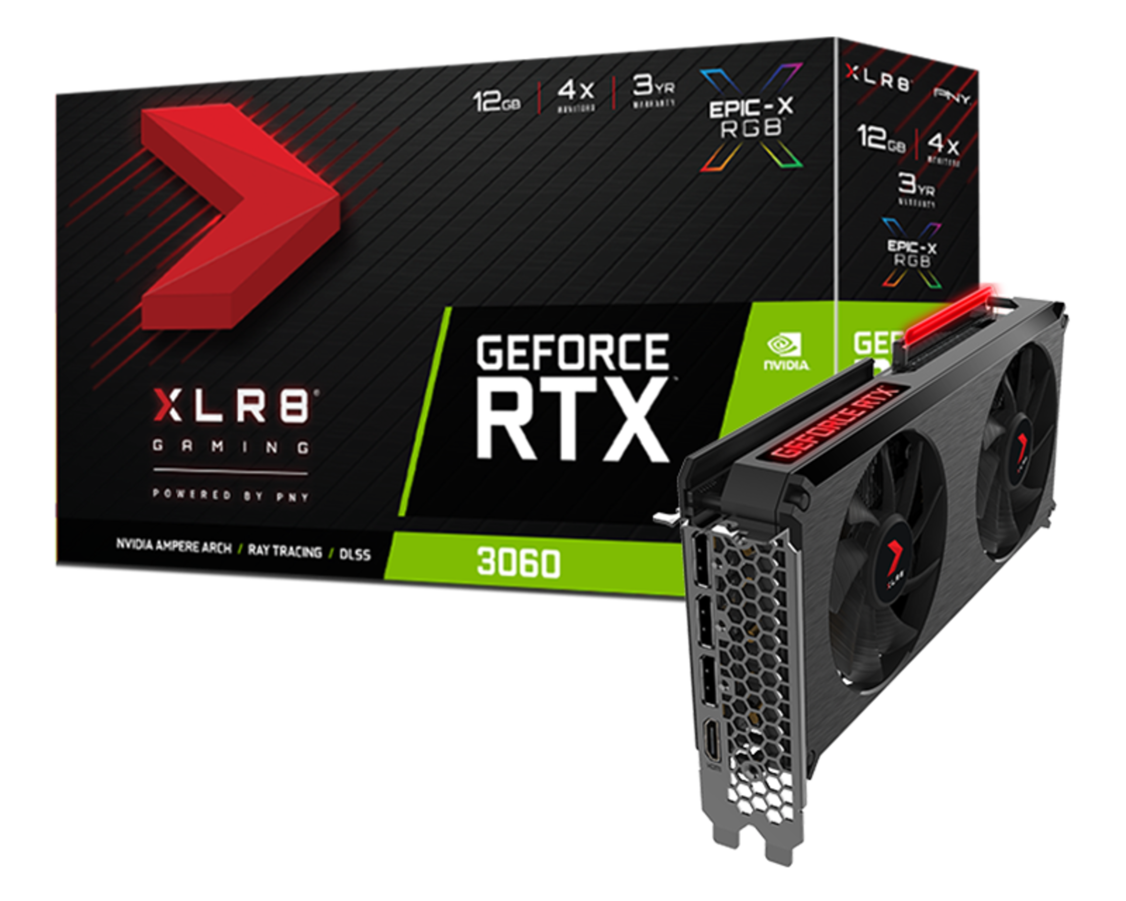 PNY GeForce RTX 3060 12GB XLR8 Gaming REVEL EPIC-X RGB Dual Fan Graphics Card VCG306012DFXPPB