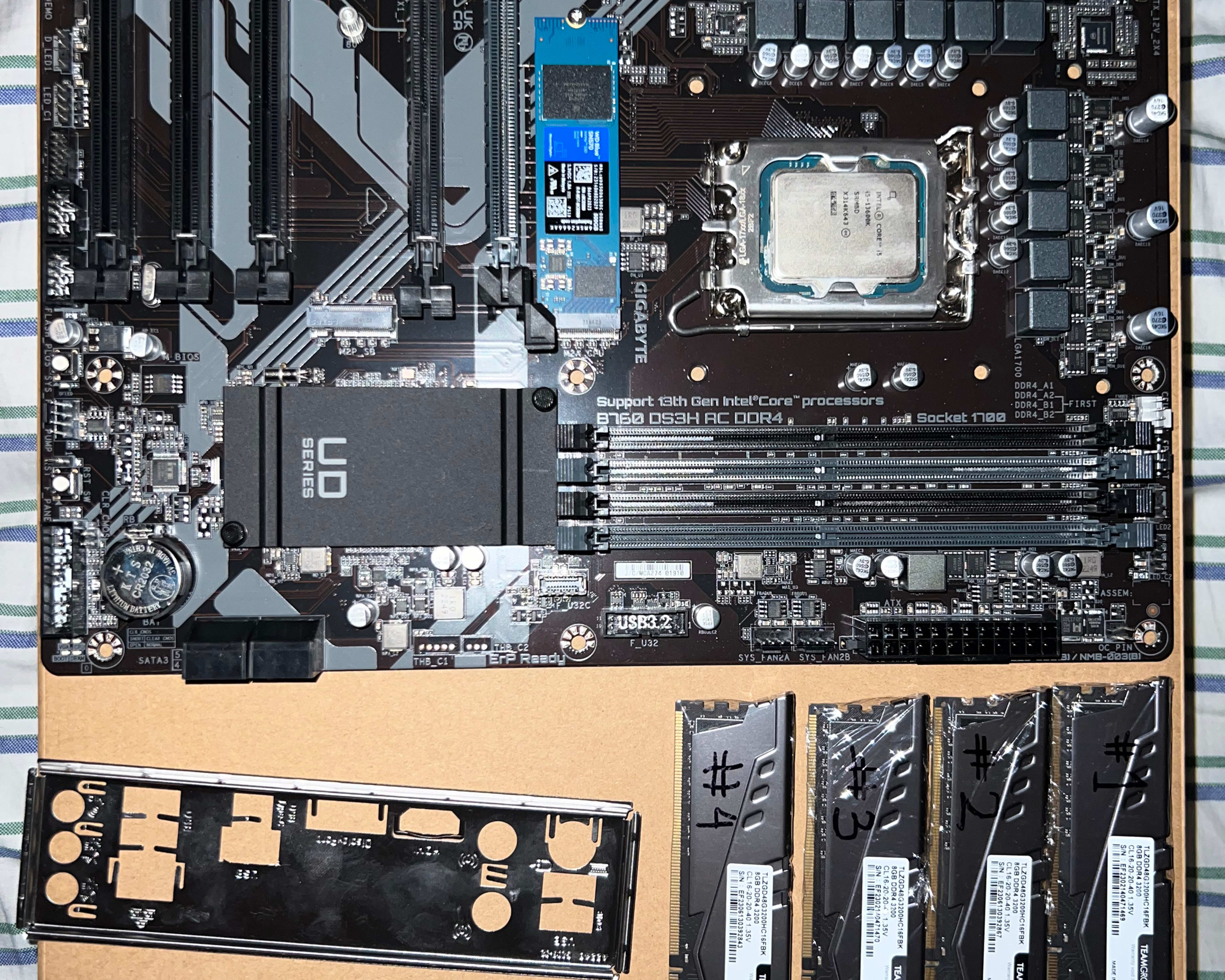 Intel I5-13600K + Motherboard + RAM + Storage BUNDLE