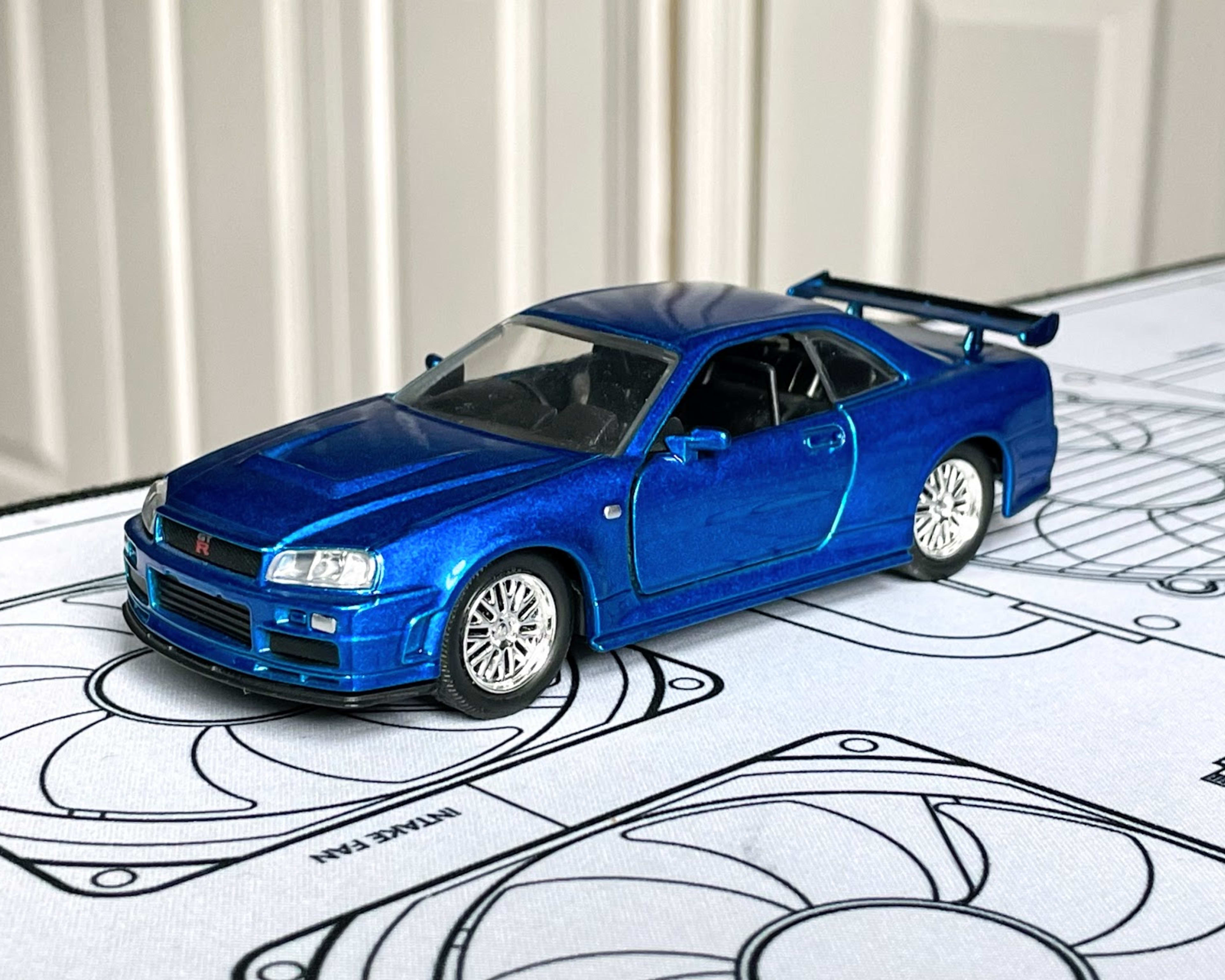 Jada Toys Fast & Furious Brian's 2002 Blue Nissan Skyline GT-R R34 Diecast Car Model 1:32