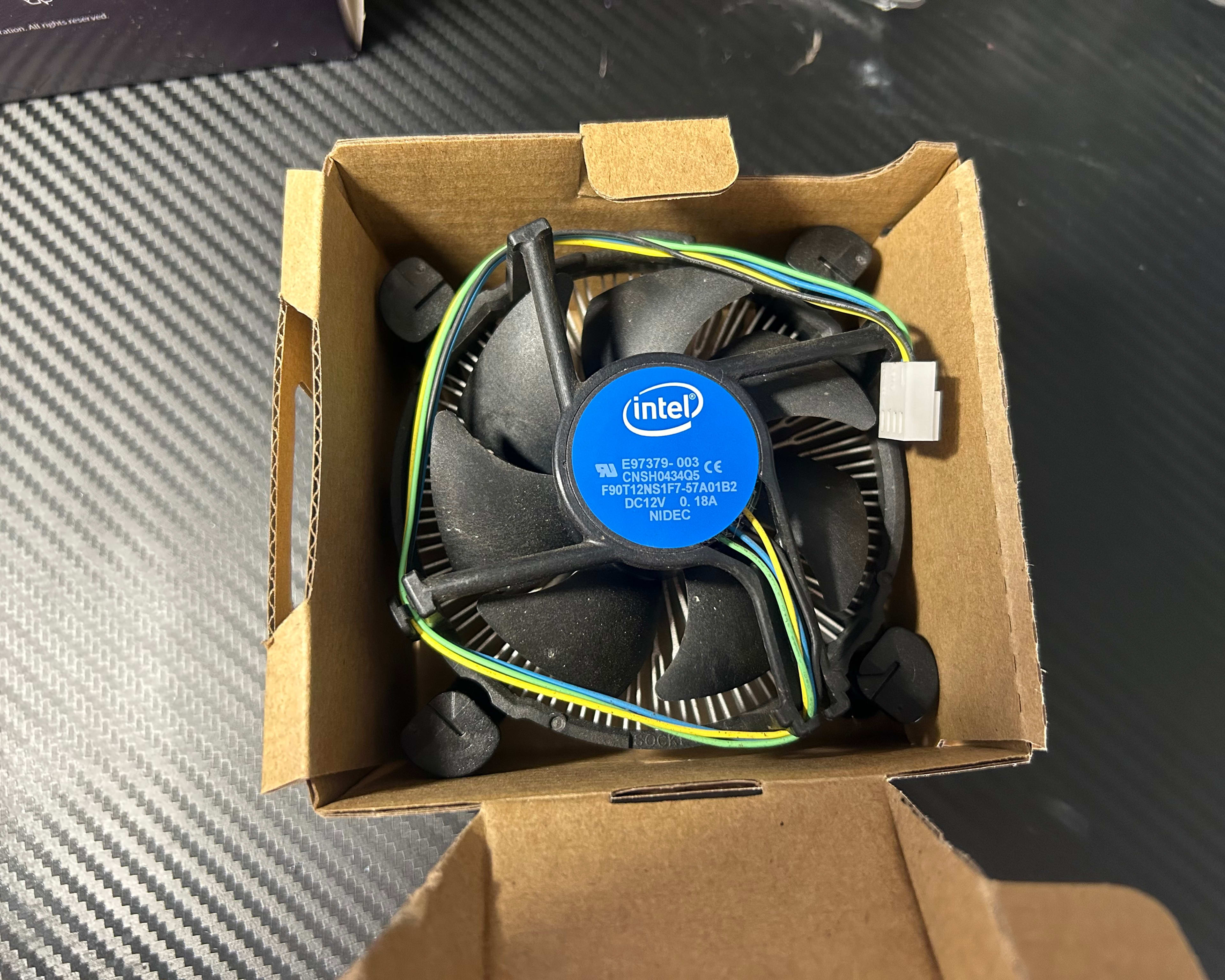 Intel Stock Cooler Fan with Intel i3-9100 Box and Manual