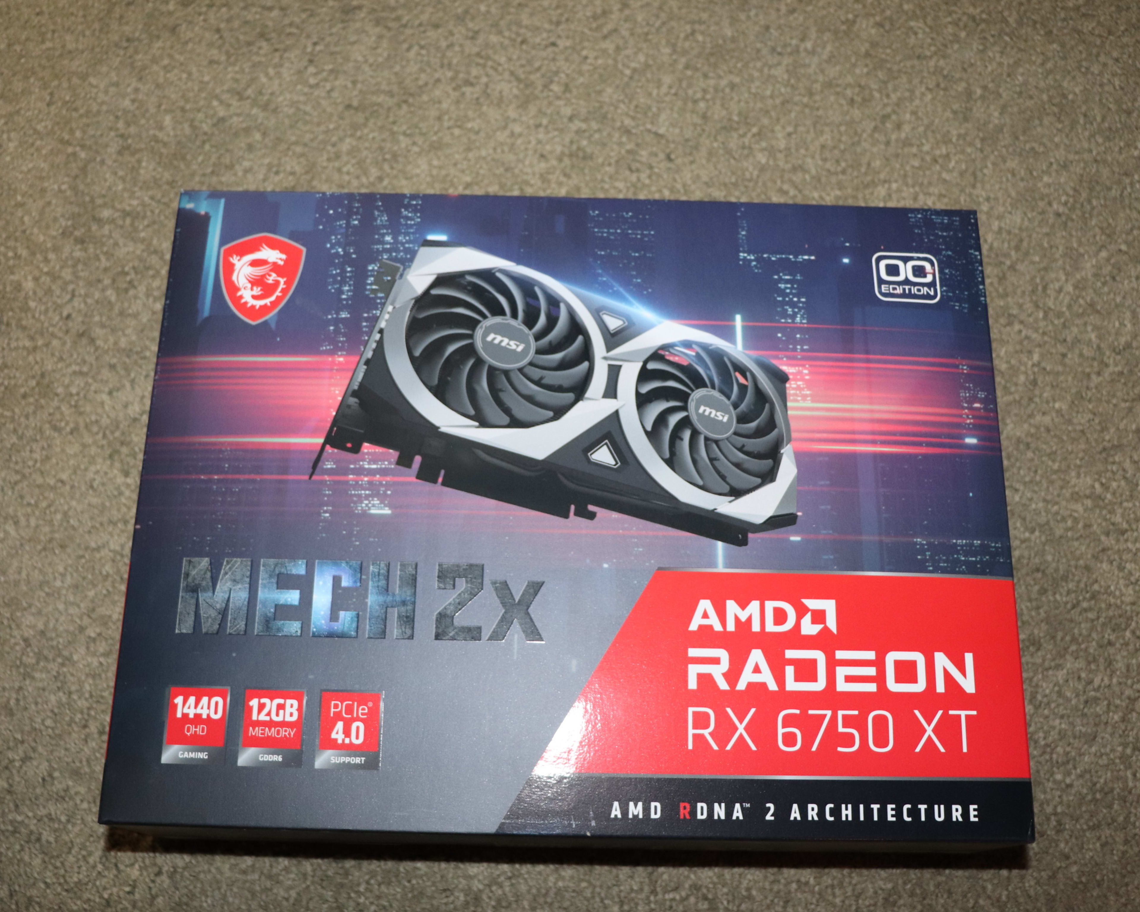 AMD RADEON 6750 XT    MSI  Mech 2x  12 gig mem,