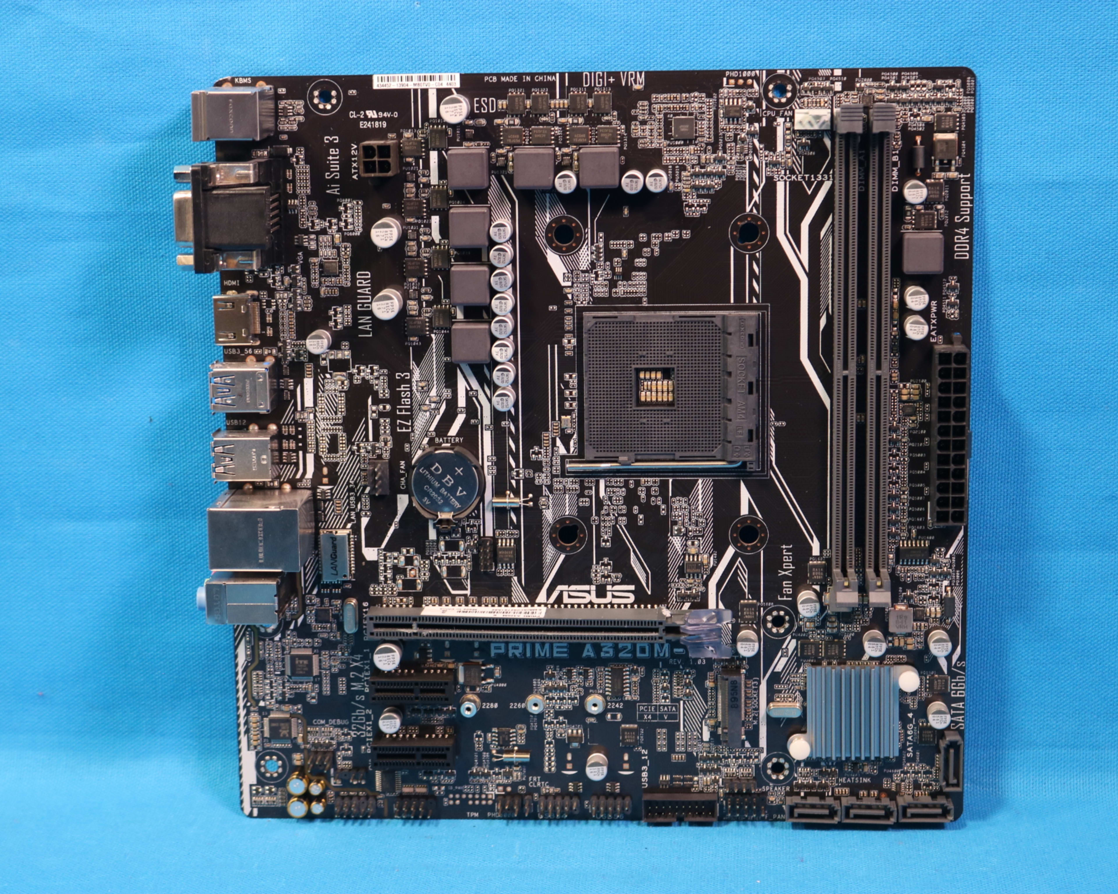 ASUS PRIME A320M-K AMD Socket AM4 DDR4 MicroATX Motherboard No I/O Shield - 4201332169