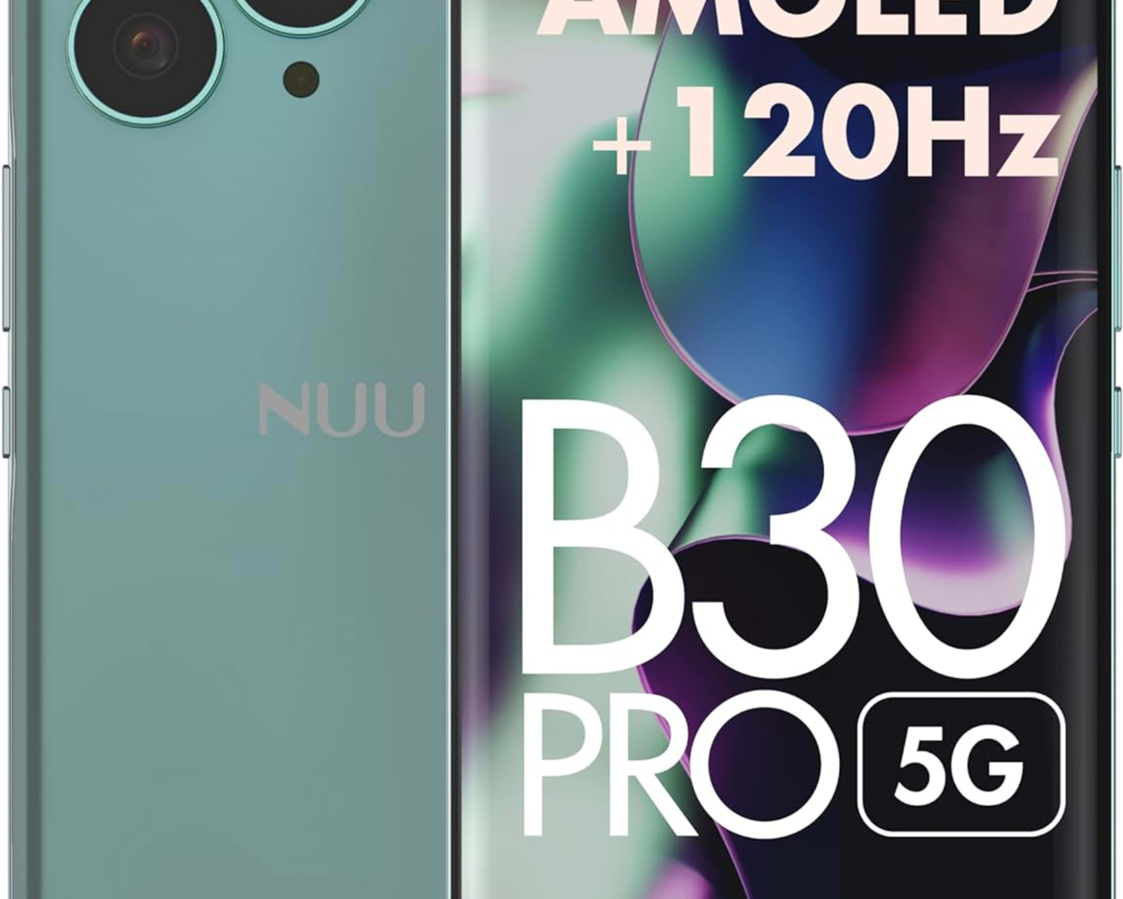 NUU B30 Pro 5G Cell Phone AMOLED 120Hz 6.7” 12GB RAM + 256GB, 32MP Selfie and 108MP Camera, D