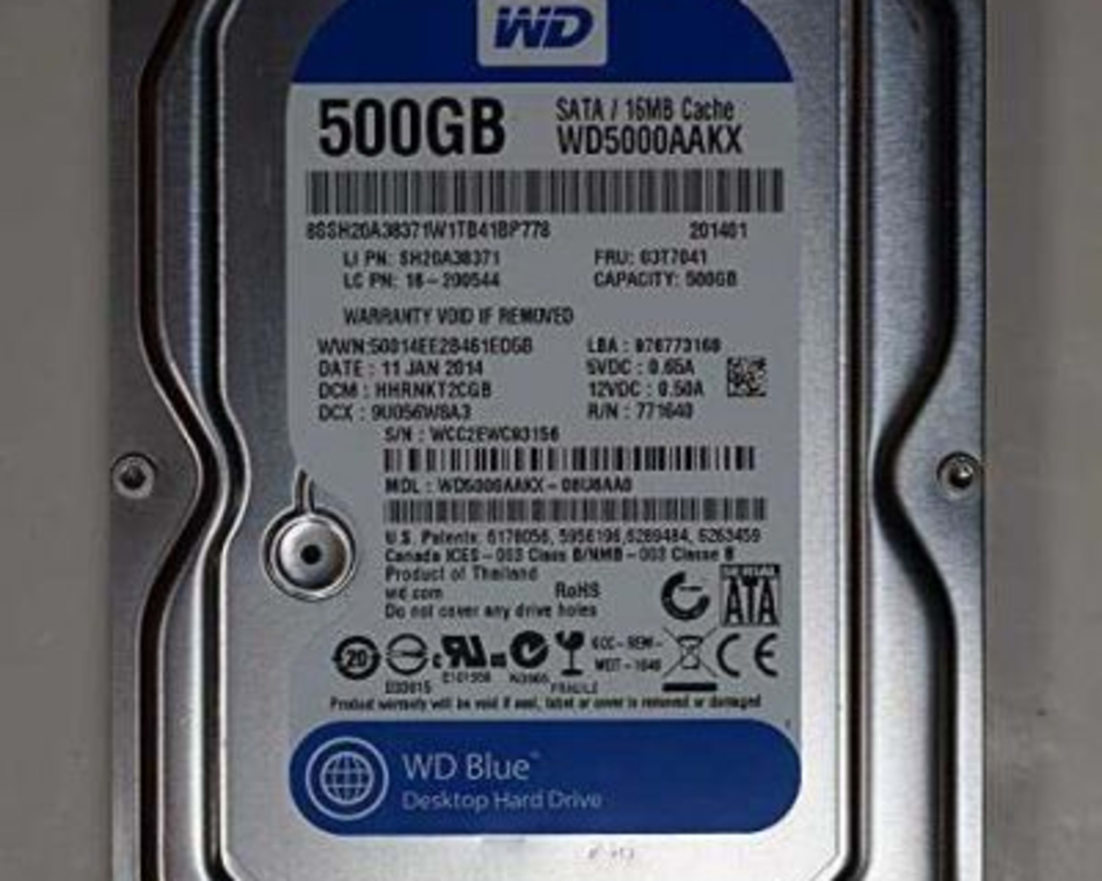 Pre-owned WD Blue 500GB Desktop Hard Disk Drive - 7200 RPM SATA 6 Gb/s 16MB Cache 3.5 Inch