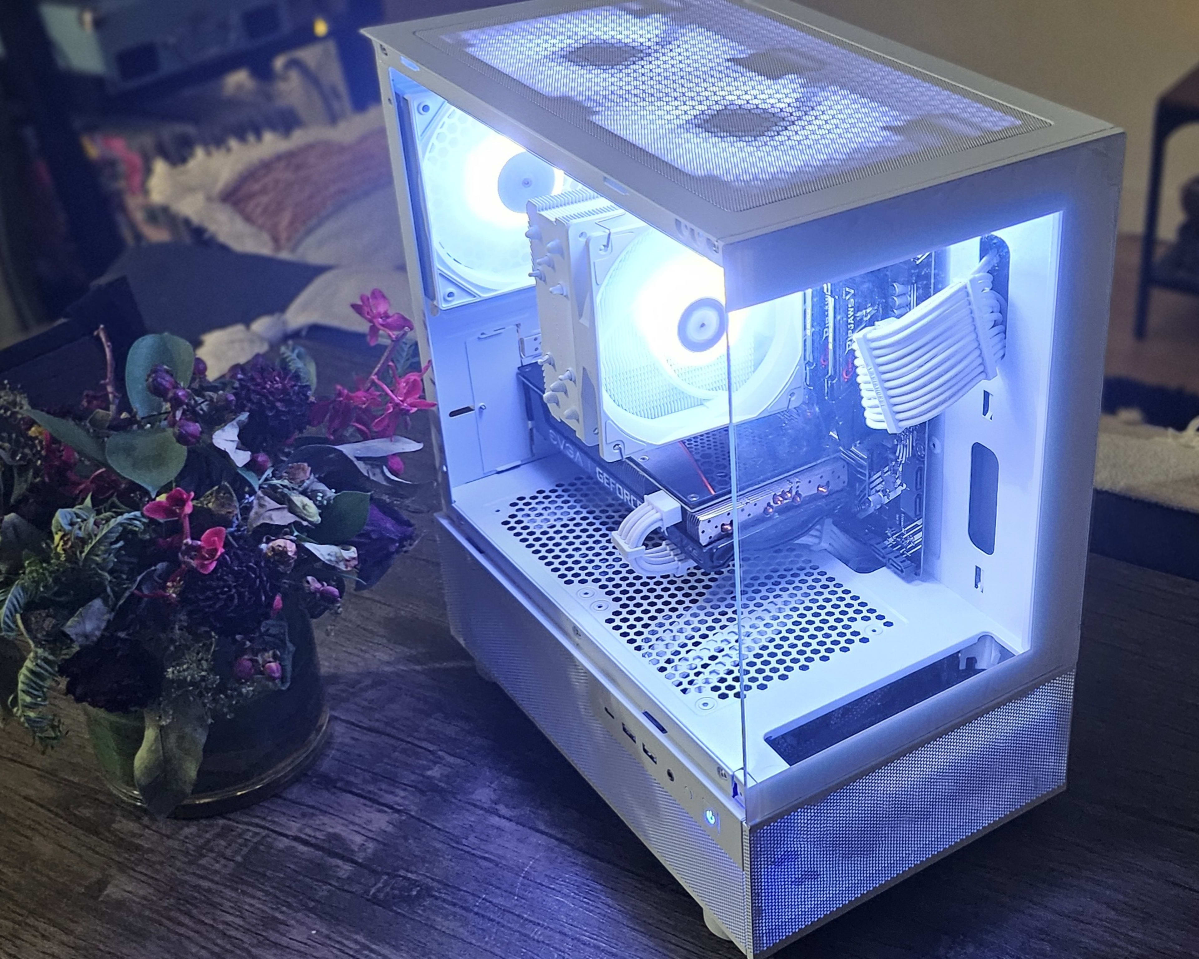 High-Performance Custom Gaming PC: White Case with Vibrant RGB, 1440p/1080p Gaming Power House