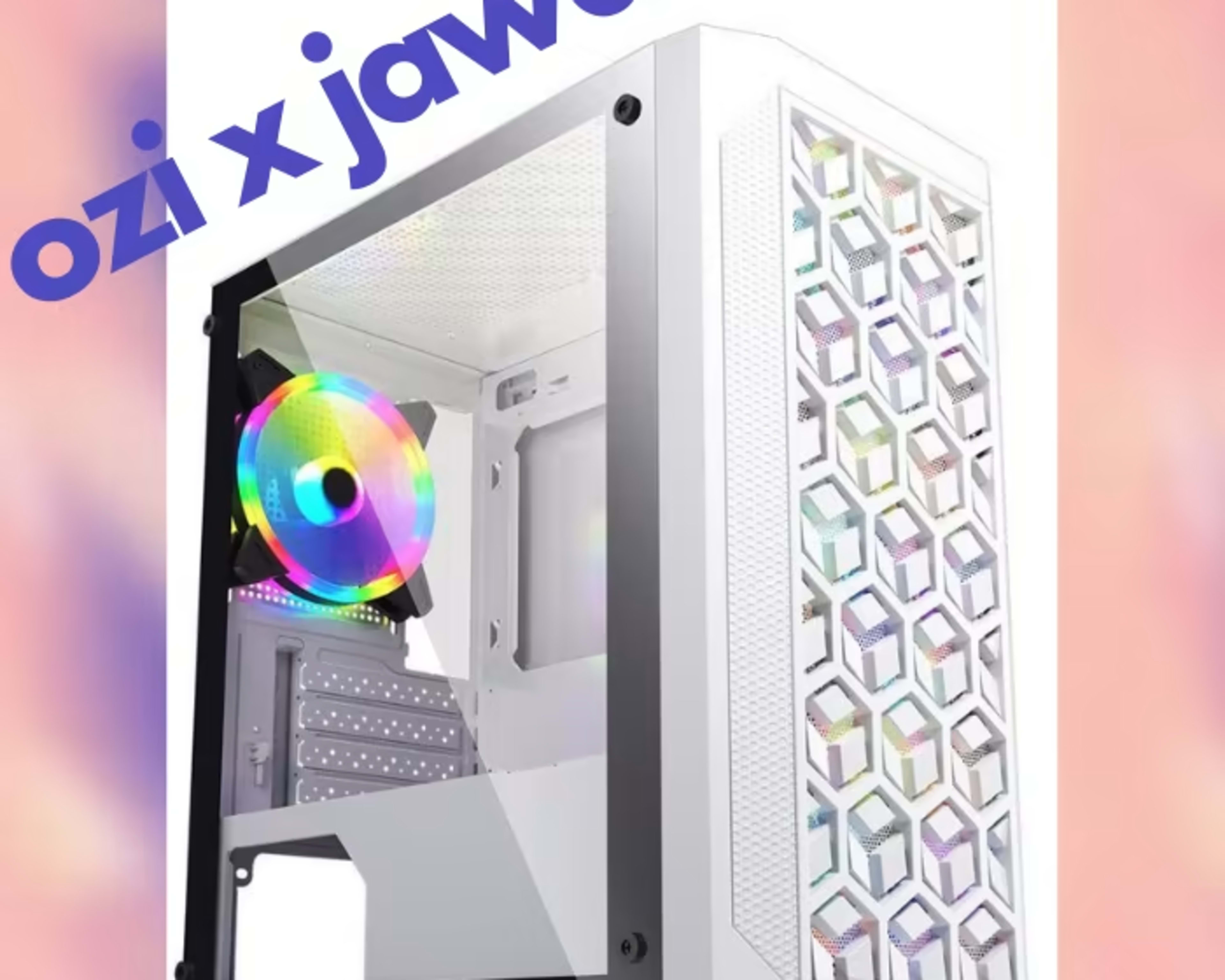 ESGAMING White Micro ATX Mini ITX Tower Micro ATX Case, Tempered Glass Side Panel, Rainbow LED Fans