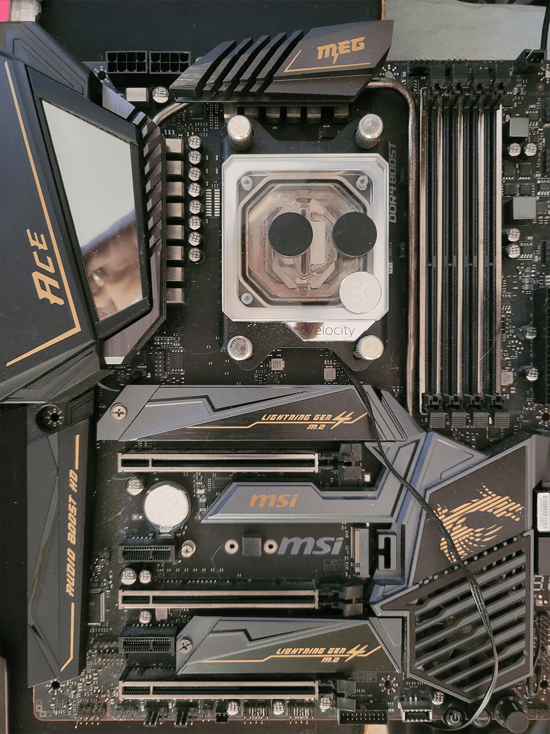 MSI Meg ACE x570 Mobo AMD 5950x With EKWB Velocity Water MSI Meg ACE x570 Mobo AMD 5950x With EKWB Velocity Water