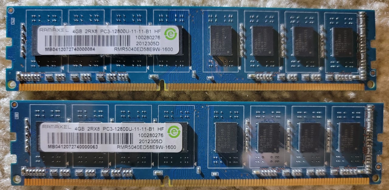 Ramaxel 8GB (2x4) DDR3 1600Mhz DIMMs Great Condition on Jawa
