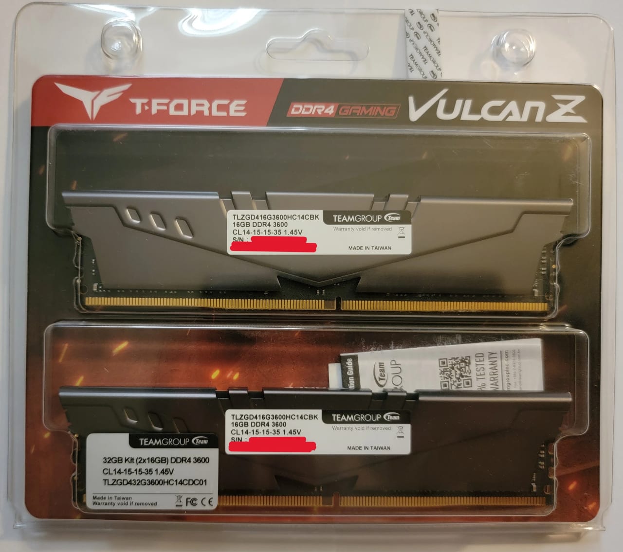 Team T-Force Vulcan Z 32GB (2 x 16GB) DDR4 3600Mhz CL14-15-15-35 Brand New