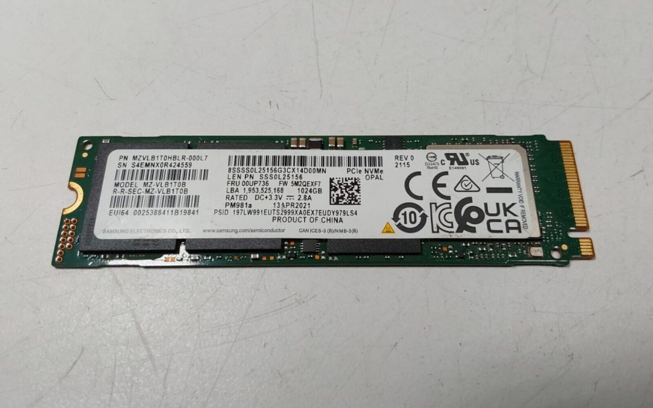 内蔵型SSD SAMSUNG MZVLB1T0HBLR-000L2 1TB Samsung MZVLB1T0HALR-000L2 - 1TB M.2 2280 NGFF PCIe NVMe