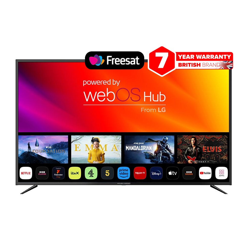 Mitchell & Brown JB-60CU1811 60 inch DLED Smart Television, 4K Ultra HD, Black, G Rated