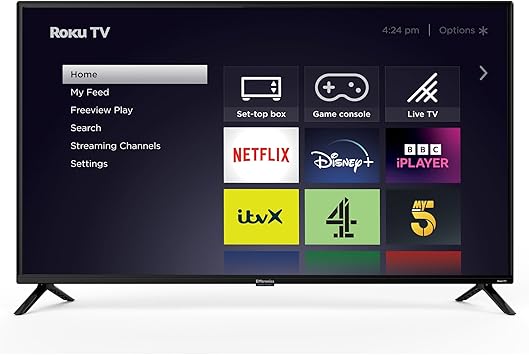 EMtronics EM40ROK Roku TV 40 inch Inch Full HD 1080p Smart with Netflix, Disney+, BBC, Freeview Play, Dolby Audio, Mobile Control and 3 x HDMI, USB - Black (2024 Model)