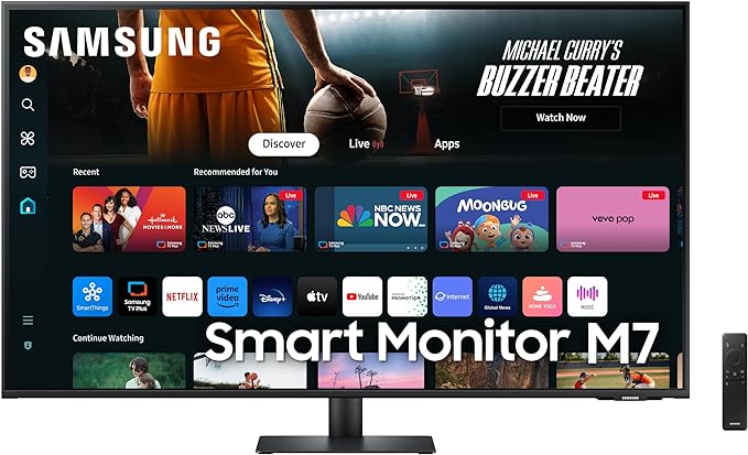 Samsung LS43DM702UUXXU 43 inch 4K Ultra HD HDR10 Smart Monitor with Speakers - 3840x2160, USB-C, HDMI, WiFi, Bluetooth, Smart Hub for TV streaming, Catch Up Apps and Gaming Hub