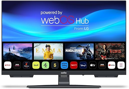 Cello C2224WSH 22″ inch Smart Frameless TV Freeview Play Pitch Perfect Speakers FreeSat, Bluetooth. Disney+, Netflix, Apple TV+, Prime Video, Paramount+, BBC iPlayer Made in the UK