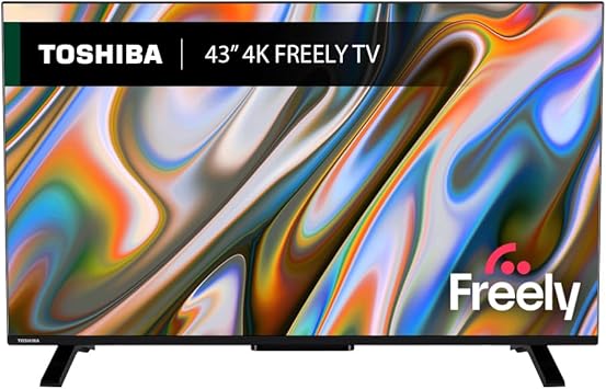Toshiba 43UV2F53DBU 4K Smart VIDAA TV, Ultra HD, HDR10, Freely, Disney+, Prime Video, Netflix, Dolby Atmos, Dolby Vision, Sound by Onkyo, Works with Alexa, Works with Google Assistant, VIDAA Voice