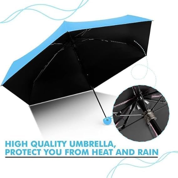 Compact Capsule Travel Umbrella, Portable, Foldable, Men Women Kids Boys Girls Perfect Umbrella with Cover Small Case Stylish Windproof & Compact (MULTICOLOR-1 PIECE) 2