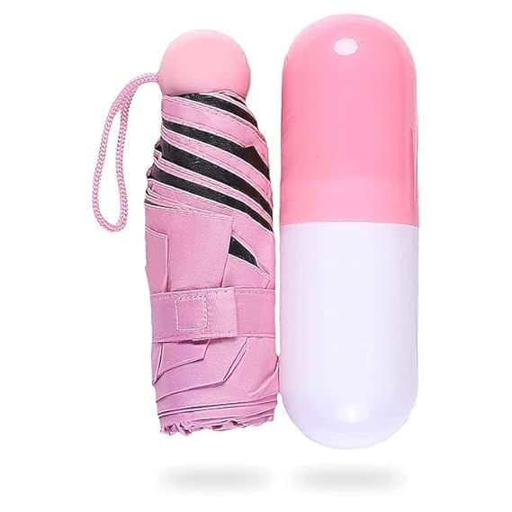 Compact Capsule Travel Umbrella, Portable, Foldable, Men Women Kids Boys Girls Perfect Umbrella with Cover Small Case Stylish Windproof & Compact (MULTICOLOR-1 PIECE) 3