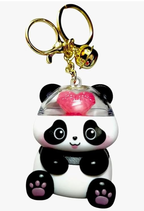 Cute Panda Heart Keychain | Acrylic Cartoon Style Keyring for Girls & Kids | Dual Charm Panda Love Keychain Gift for Friendship, Birthday & Valentine(Pack of 1)
