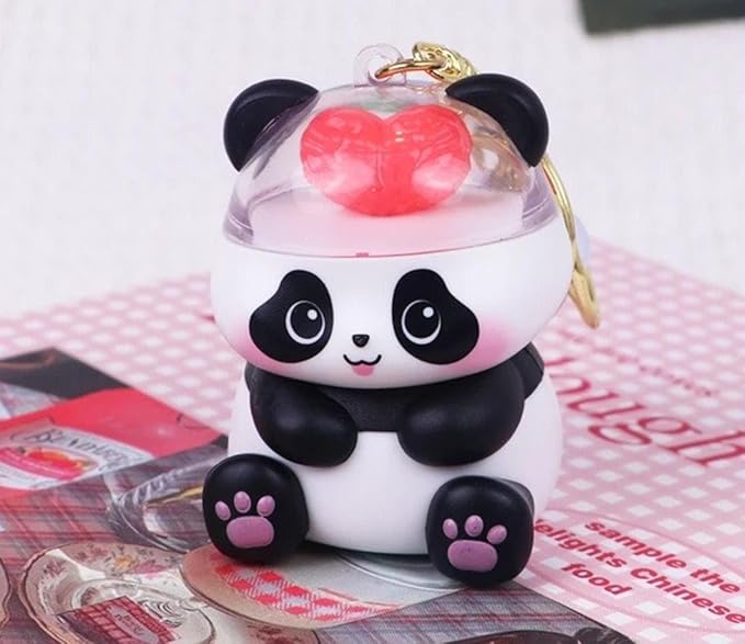 Cute Panda Heart Keychain | Acrylic Cartoon Style Keyring for Girls & Kids | Dual Charm Panda Love Keychain Gift for Friendship, Birthday & Valentine(Pack of 1) 2