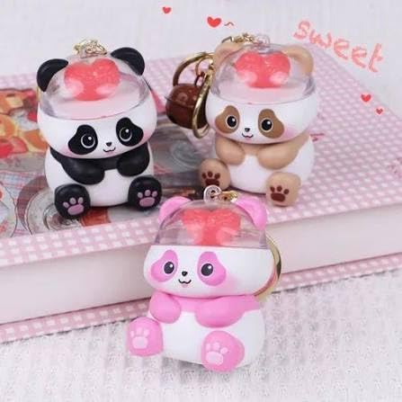 Cute Panda Heart Keychain | Acrylic Cartoon Style Keyring for Girls & Kids | Dual Charm Panda Love Keychain Gift for Friendship, Birthday & Valentine(Pack of 1) 3