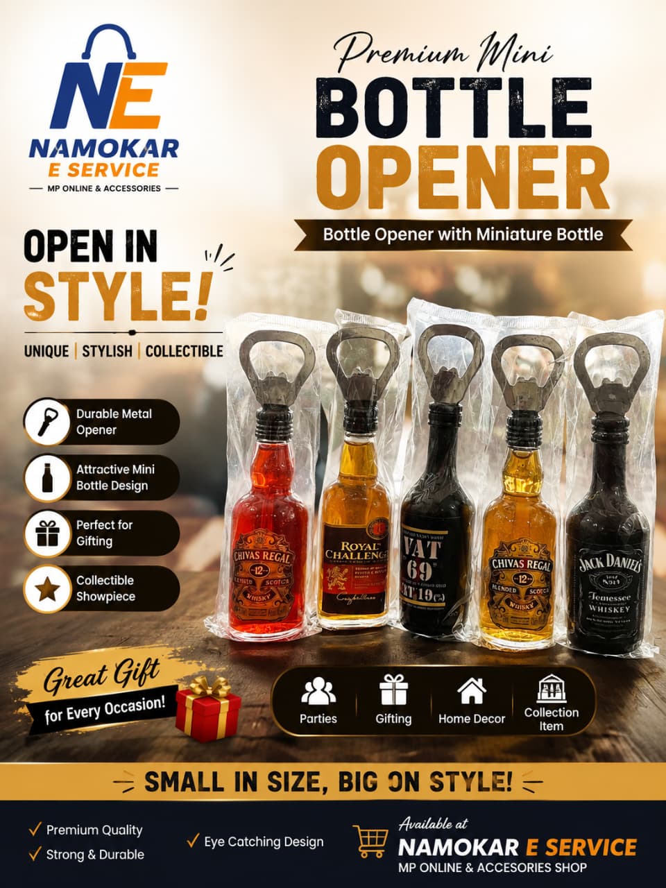 Beer Bottle Shape Bottle Opener with Magnet – Multicolor