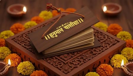 Hanuman Chalisa Wooden Book | Durable Hardcover Pocket Edition | Spiritual Reading for Daily Path Puja and Travel Use