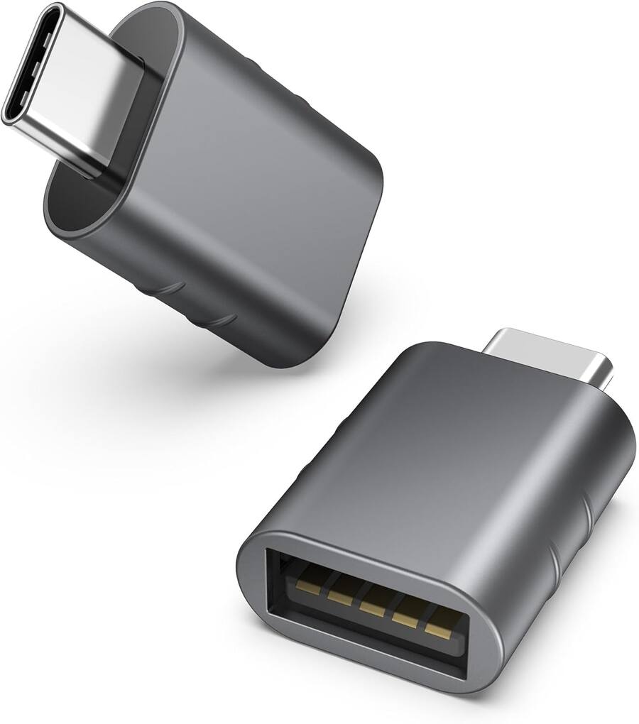 Core Tech USB-C to USB Adapter (2-Pack) – USB 3.0 Female to USB-C Male, Space Gray – Compatible with MacBook Pro/Air 202