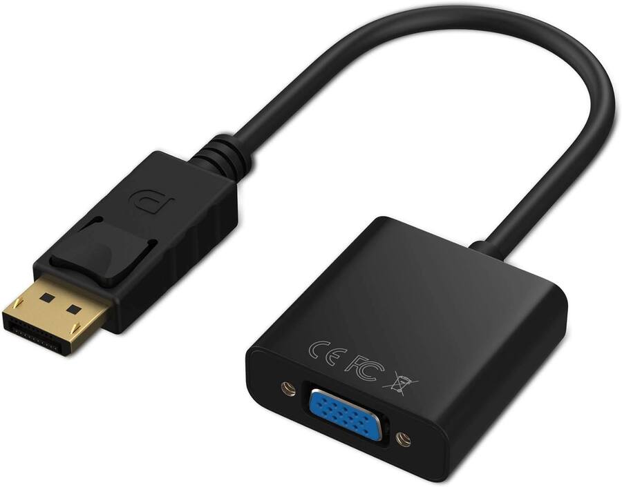 Cableader DisplayPort to VGA Adapter Converter – DP to VGA (Male to Female, Black)