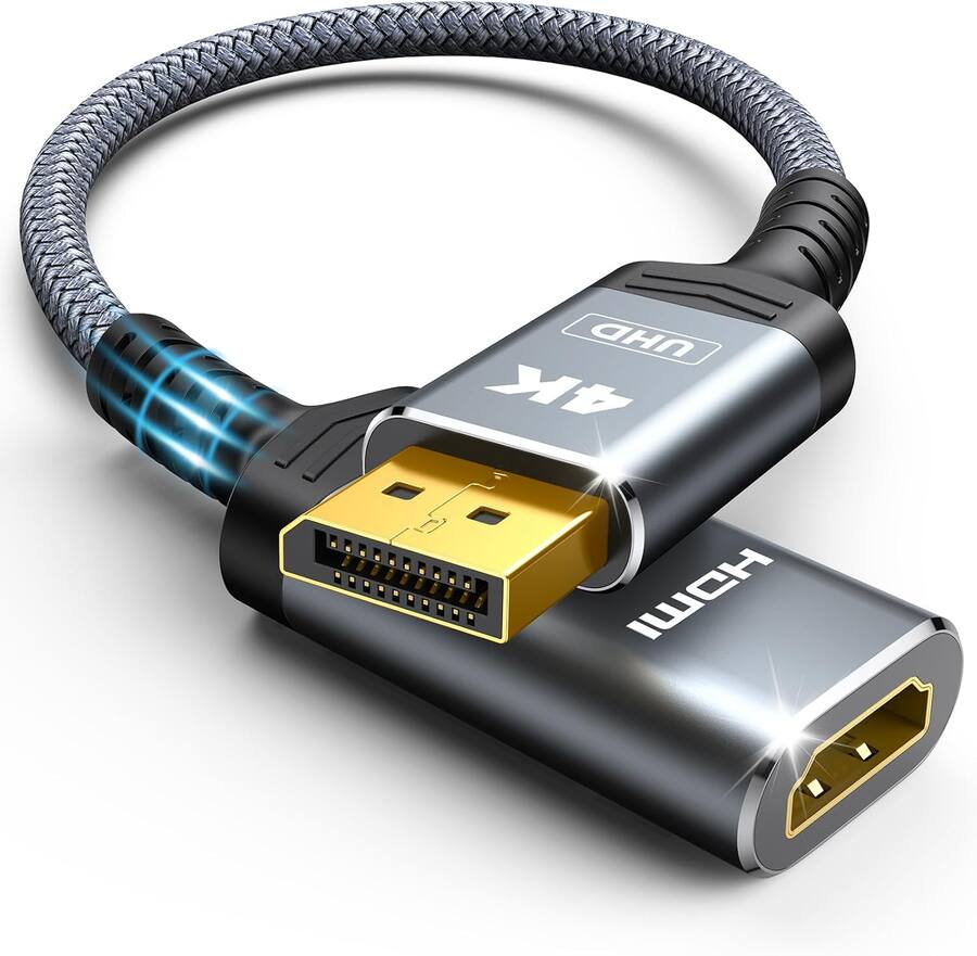 Core Tech DP to HDMI Adapter, 4K@60Hz, Uni-Directional DP 1.2 to HDMI 2.0, Male to Female, Anti-Break, No Latch, for Del