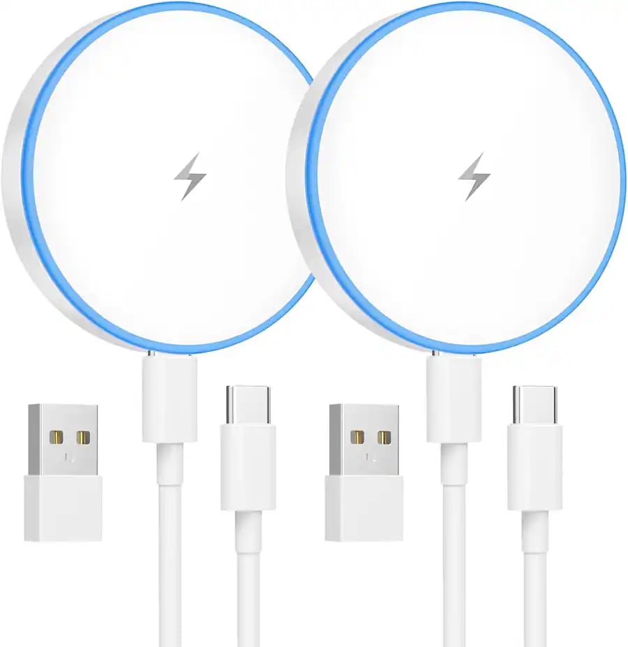 MagSafe-Compatible Magnetic Wireless Charger 2-Pack, 15W Fast Charging Pads for iPhone 17/16/15/14/13/12 Series & AirPod