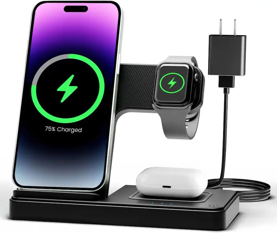 3-in-1 Wireless Charging Station for iPhone, Apple Watch & AirPods – Fast Wireless Charger Dock