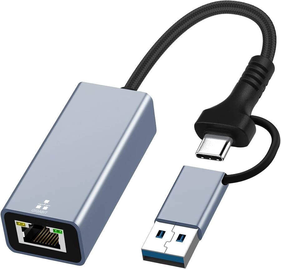 USB-C to Ethernet Adapter, USB 3.0 Gigabit RJ45 LAN Network Adapter for Laptops, Tablets & PCs – Windows, Mac, Linux Com