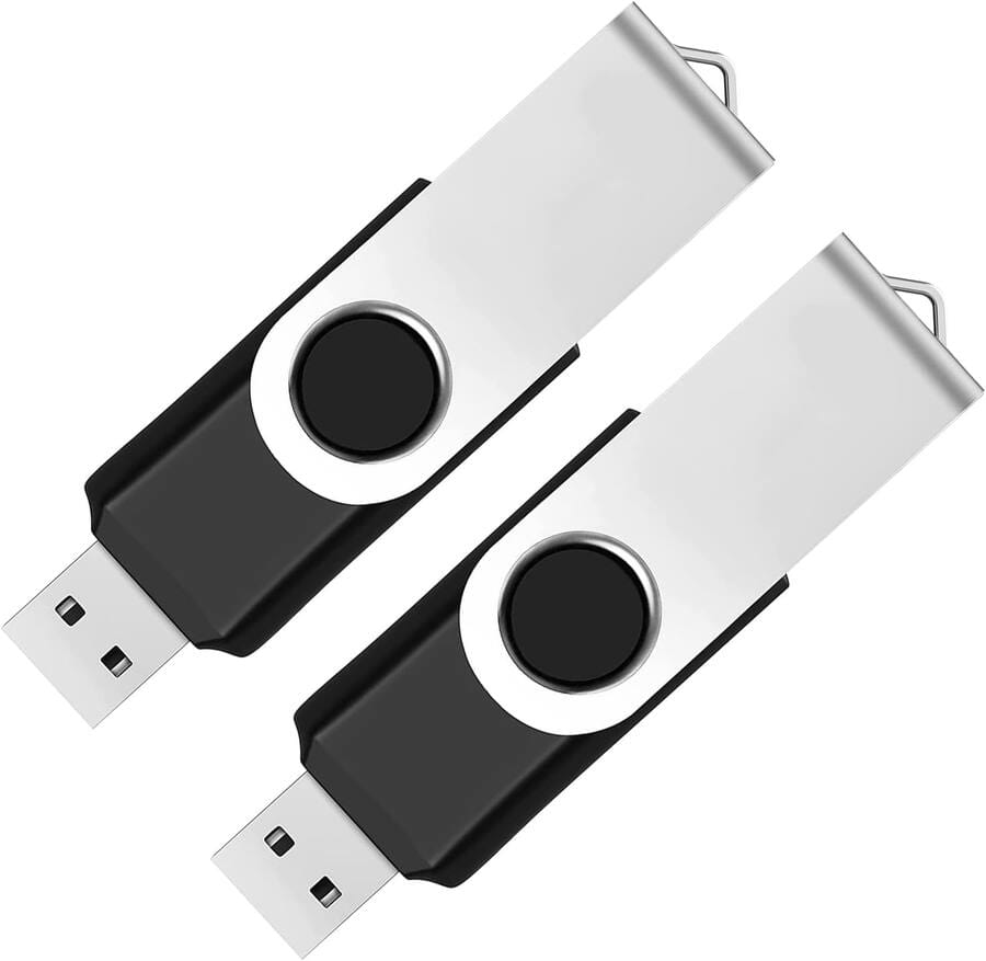 2-Pack 64GB USB 2.0 Flash Drives – Swivel Design Thumb Drives for Storage & File Transfer – Black