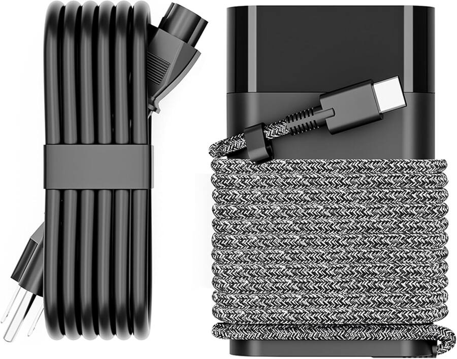 Slim 65W USB-C Laptop Charger – Compatible with HP Spectre x360, Envy, EliteBook, Pavilion, Chromebook & More – Type-C T