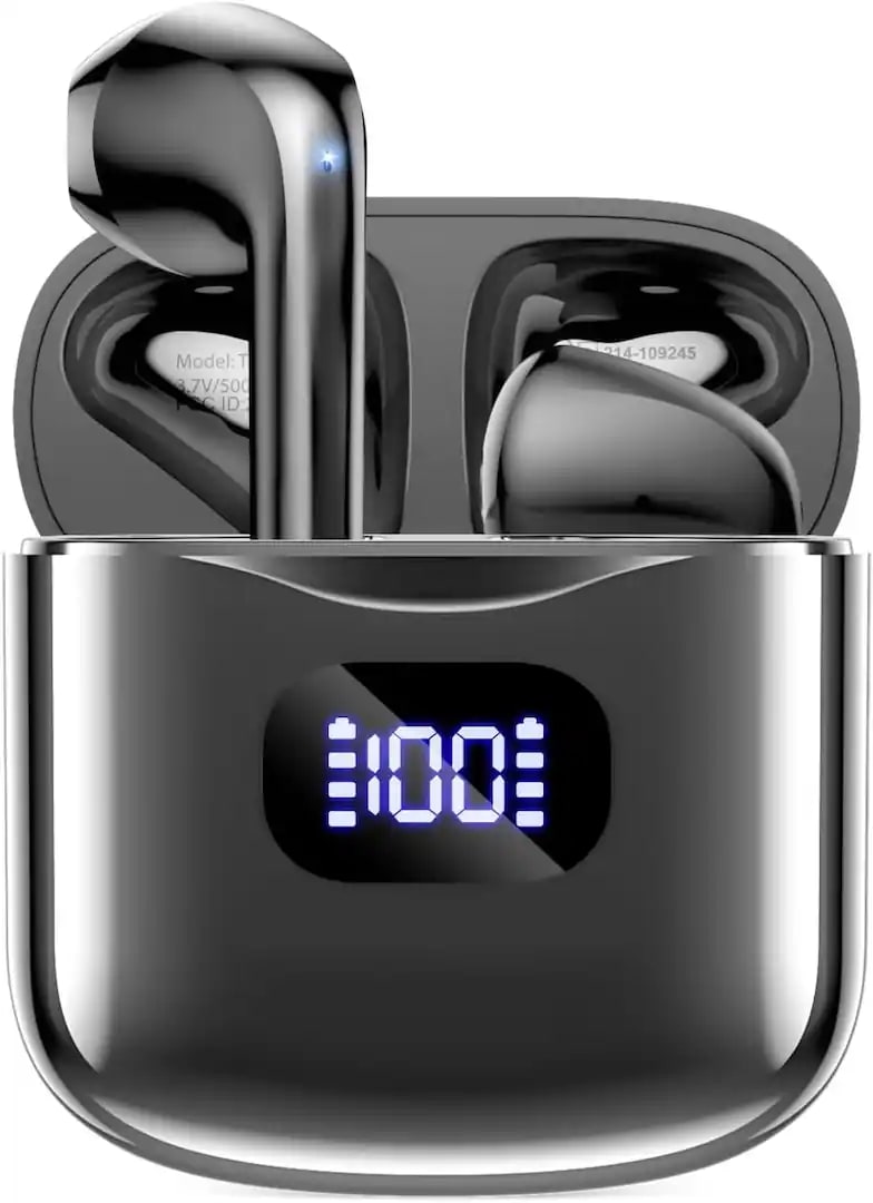Core Tech Wireless Earbuds – Bluetooth 5.3, 40H Total Playback, Stereo Sound, Built-in Mic, Charging Case, Charcoal