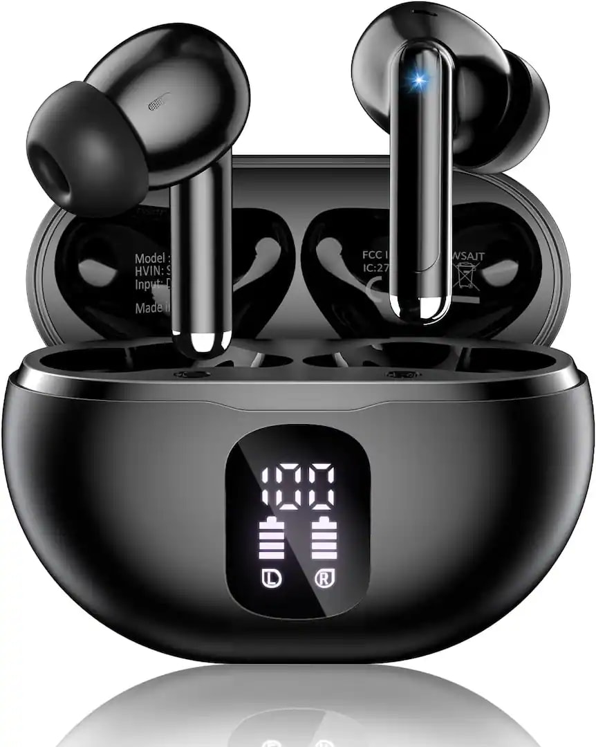 Core Tech Wireless Earbuds – Bluetooth 5.4, 50H Total Playback, Deep Bass Stereo, LED Display Charging Case, IPX7 Waterp
