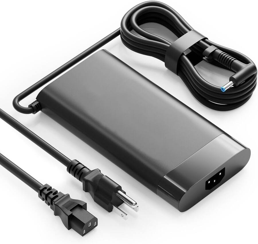 200W Laptop Charger for HP Victus 15/16, OMEN 15/17 & Pavilion 15/17 with Power Cord - Black