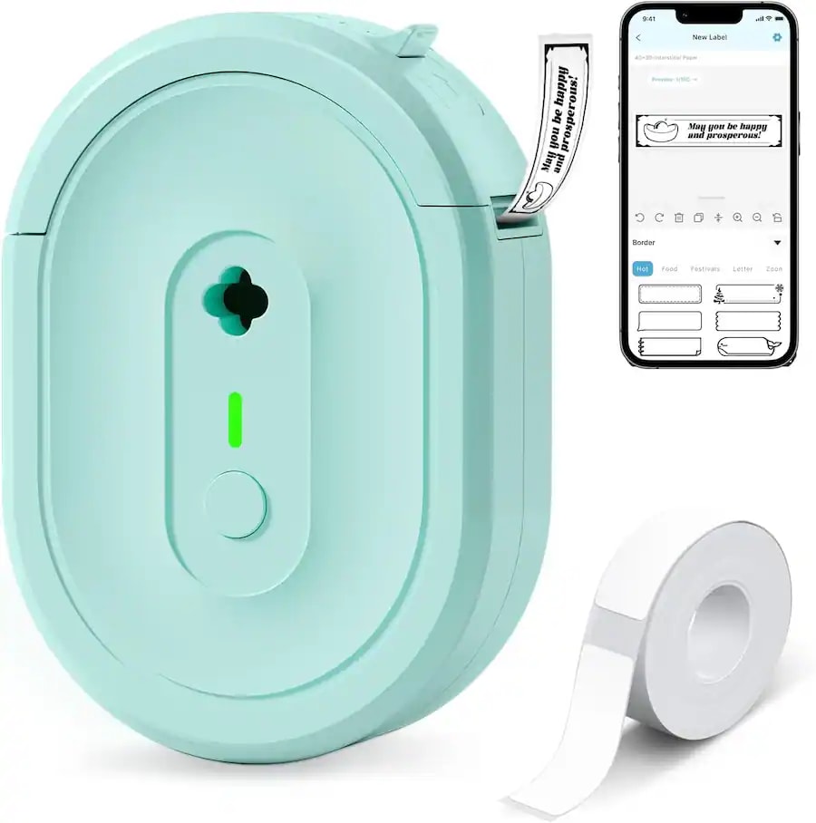 N12 Portable Bluetooth Label Maker Machine with Tape – Wireless Thermal Sticker Printer, Inkless Mini Label Maker for Ho