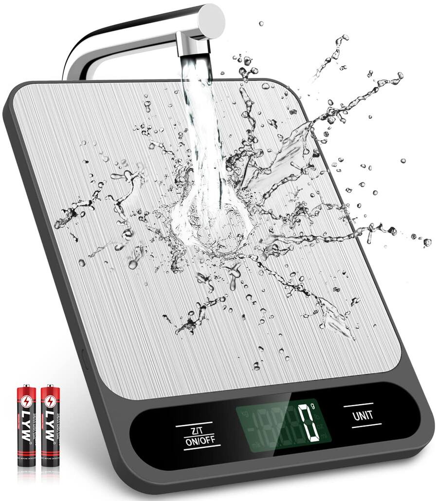 Digital Kitchen Food Scale, 22 lb / 10 kg Capacity, Stainless Steel, LCD Display, Tare Function, Grams & Ounces, Multi-U