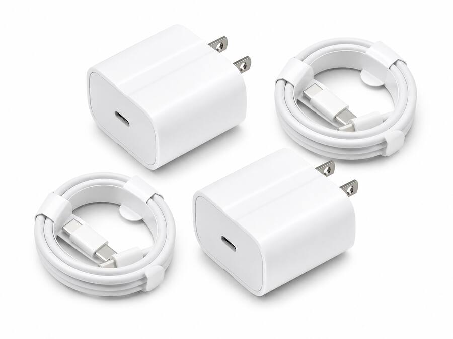 Core Tech - 2-Pack 20W USB-C Fast Charger PD Wall Adapter with USB-C to USB-C Cable – Fast Charging for Samsung, iPhone 15, iPad - White