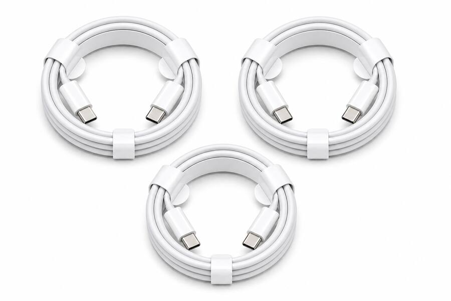 Core Tech - 3-Pack USB-C to USB-C Charging Cable 3FT – Fast Charging Type-C Cord for Samsung, iPhone 15, iPad, Pixel & More - White