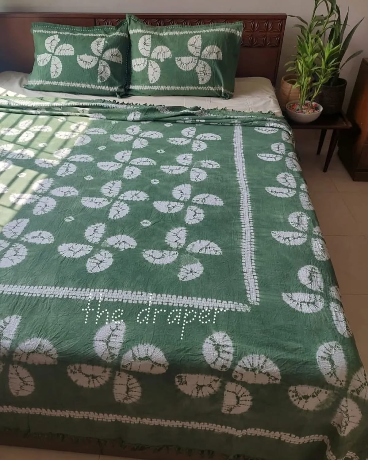 Botanical Pinwheel Shibori Bed Cover Set