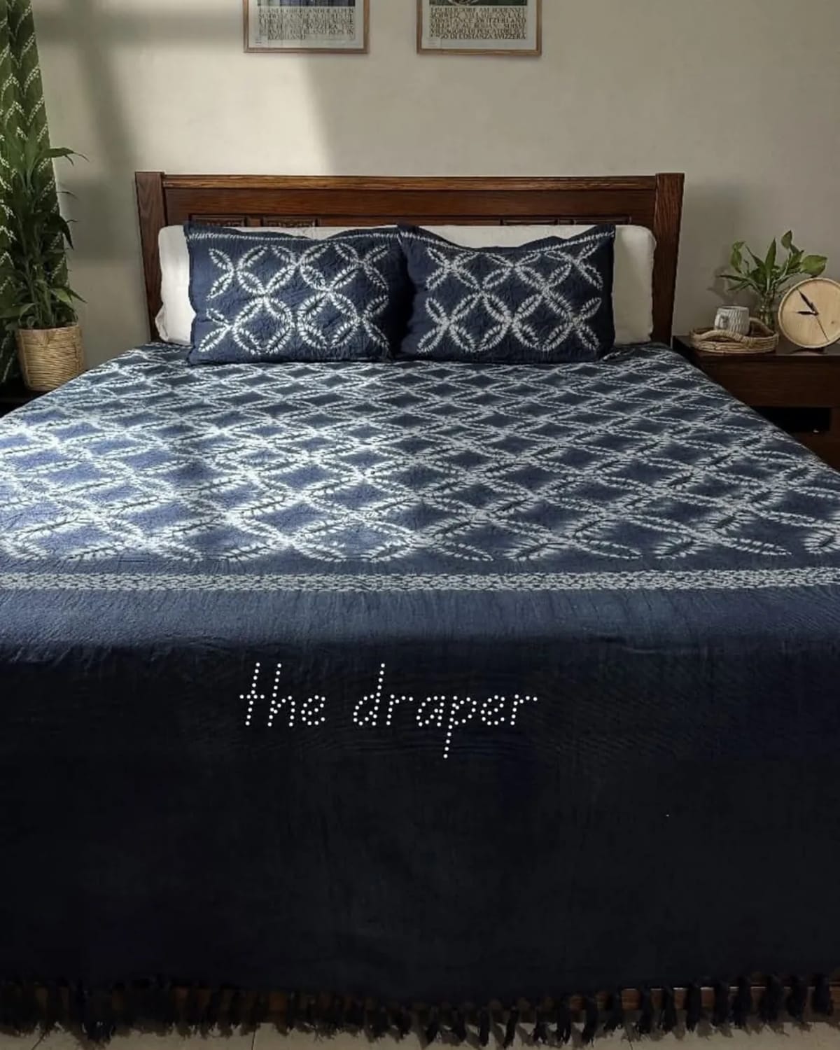 Midnight Lattice Shibori Bed Cover Set