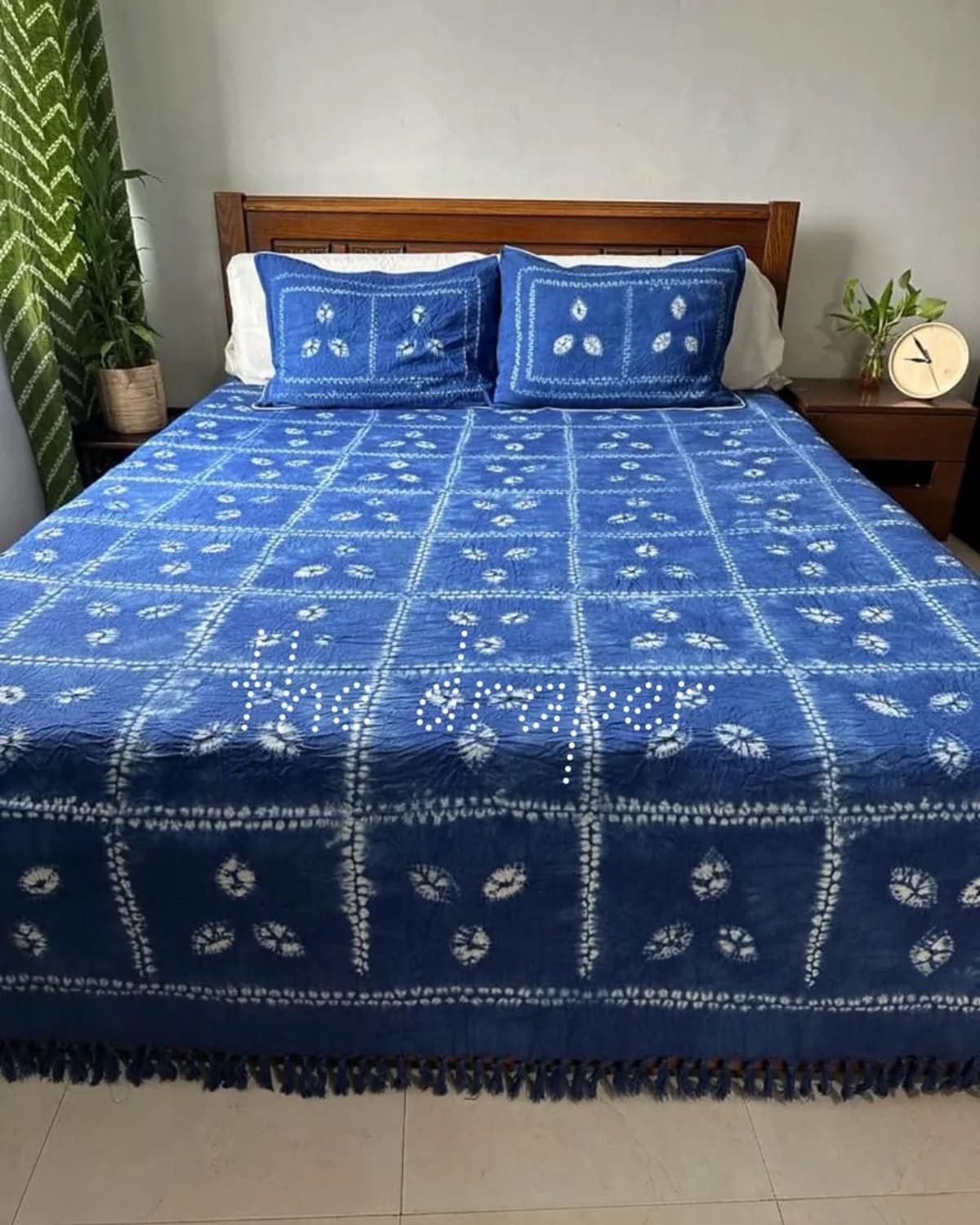 Smoked Sage Petal Shibori Bed Cover Set