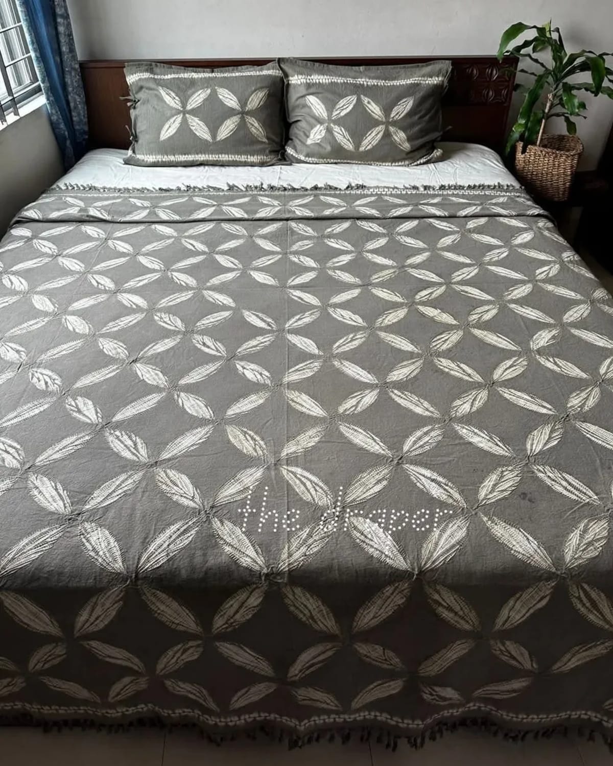 Terracotta Clay Zig-Zag Shibori Bed Cover Set