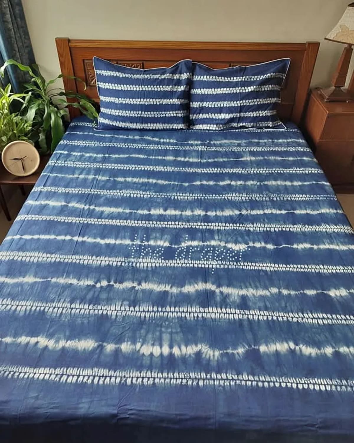 Classic Indigo Ripples Shibori Bed Cover Set