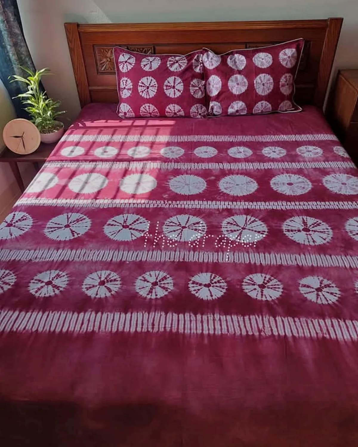 Cranberry Medallion Shibori Bed Cover Set
